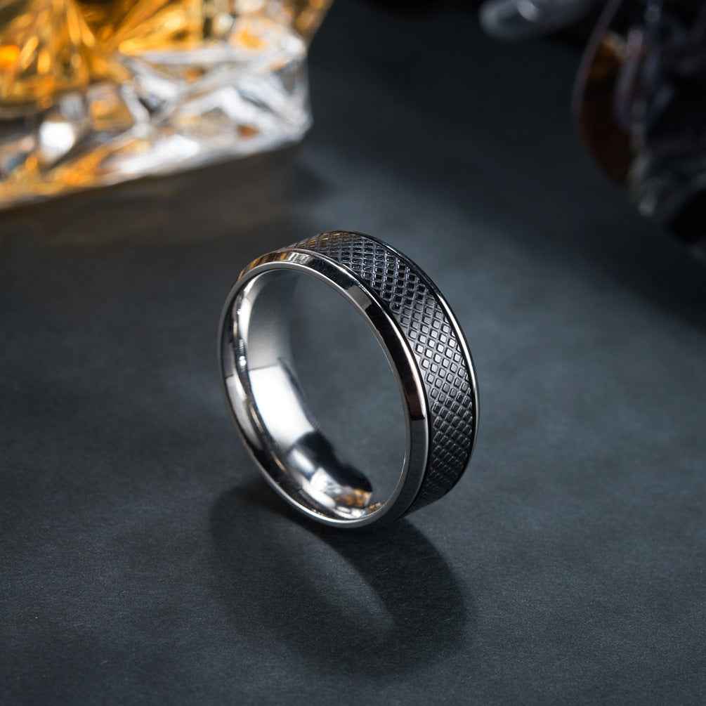 European And American Black Titanium Steel Ring for Men